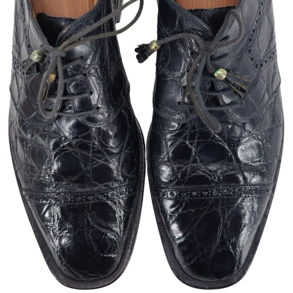 Mauri Italy Vintage Exotic Black Crocodile Dress Shoes Mens 11.5 Luxury Oxfords main image 11